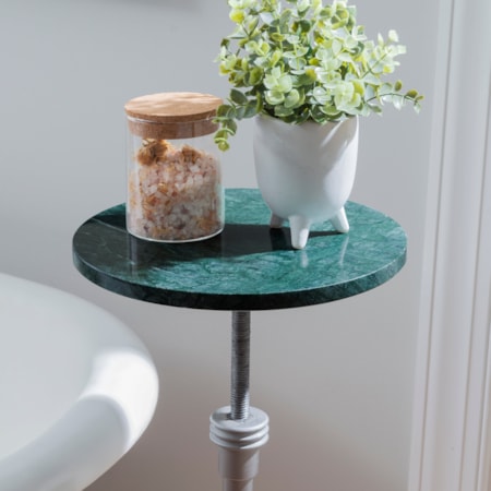 Adj Drink Table Silver With Green Marble