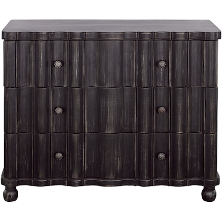 Rustic Three Drawer Chest with Scalloped Edges