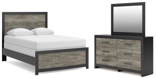 Full Panel Bed, Dresser And Mirror
