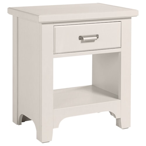 Transitional 1-Drawer Nightstand with Open Storage Compartment