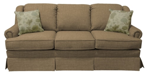 Traditional Skirted Sofa with Rolled Arms