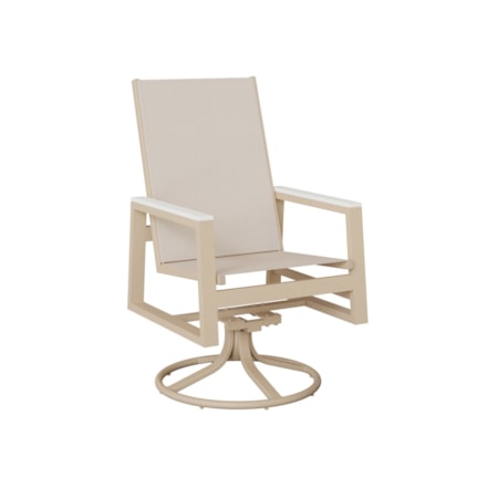 High Back Sling Swivel Rocker Dining Chair