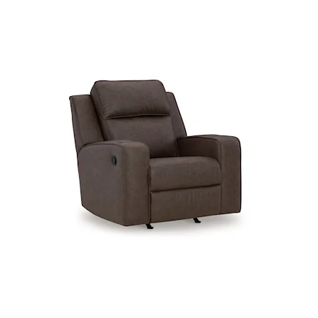 Faux Leather Rocker Recliner with Cup Holders
