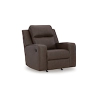 Faux Leather Rocker Recliner with Cup Holders