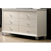 Contemporary Glam 6-Door Dresser with Felt-Lined Top Drawer