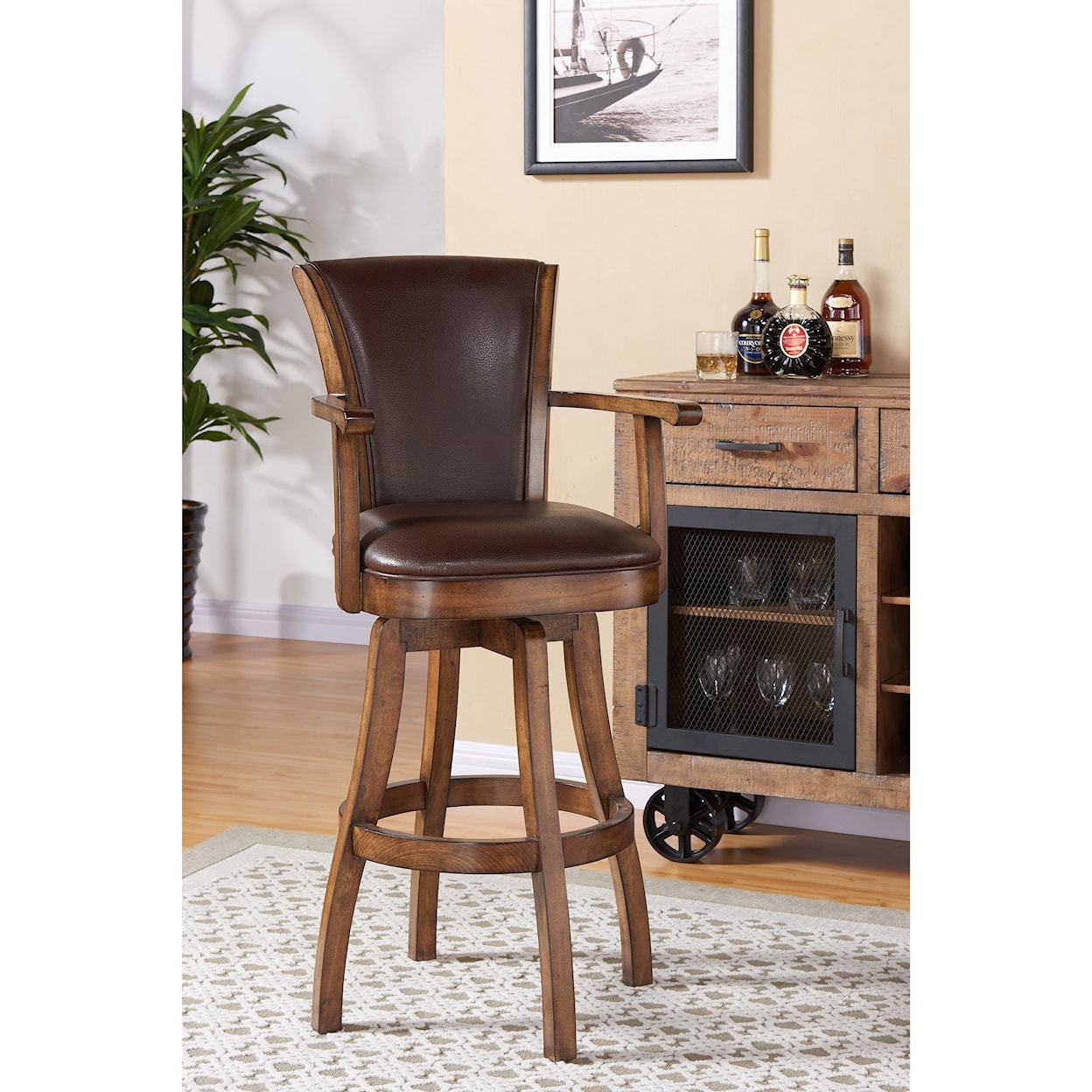 Armen Living Raleigh 26" Counter Height Swivel Wood Barstool