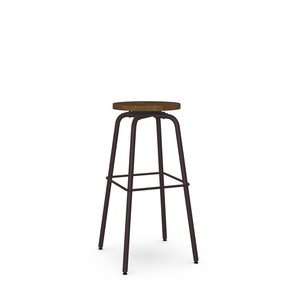 Spectator Height Swivel Stool with Wood Seat