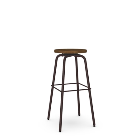 Spectator Height Swivel Stool with Wood Seat