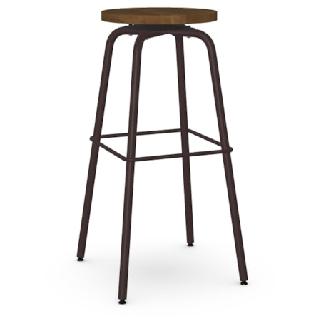 Spectator Height Swivel Stool with Wood Seat
