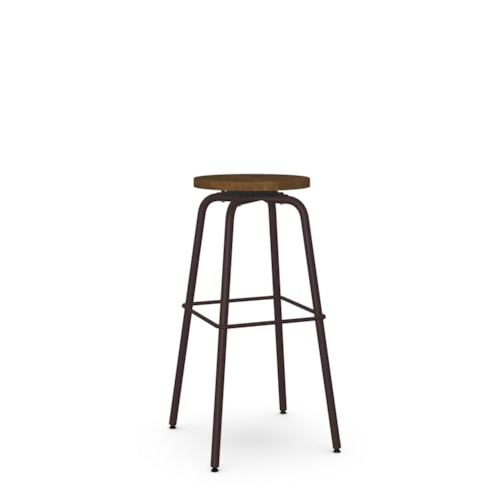 Spectator Height Swivel Stool with Wood Seat