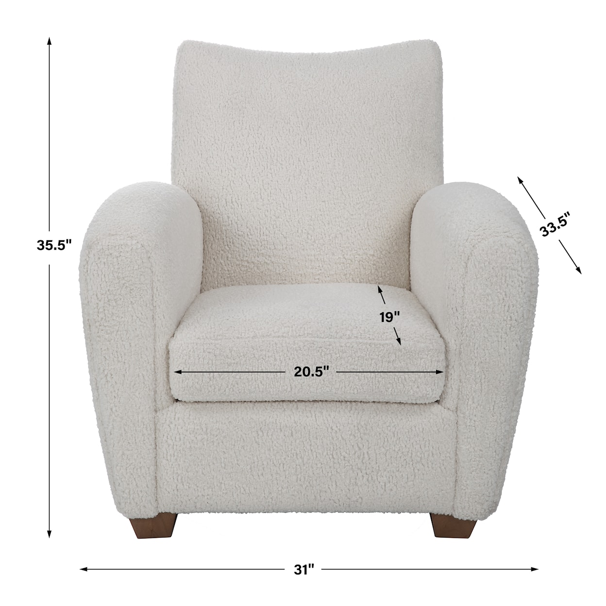 Uttermost Teddy Teddy White Shearling Accent Chair