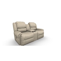 Casual Rocking Reclining Console Loveseat with Cupholders