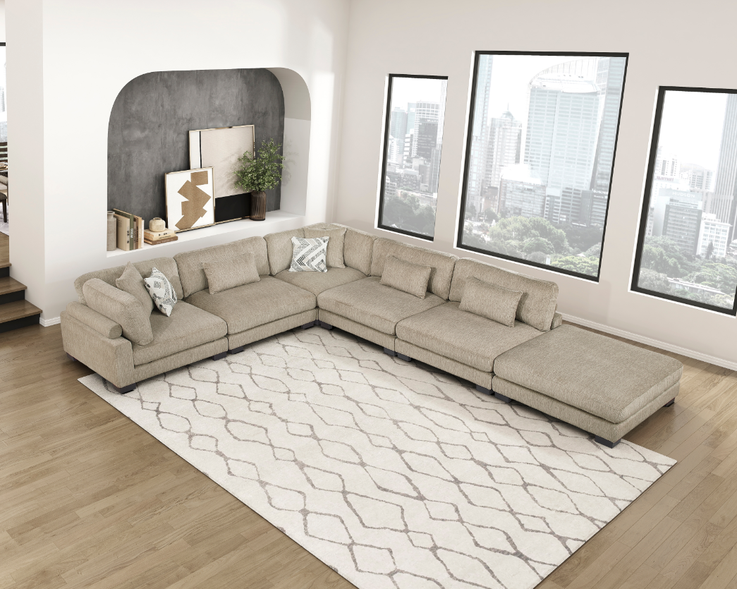 Homelegance Tinley 6-Piece Sectional Sofa with Ottoman