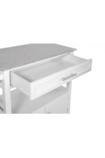 Linon Cameron Transitional Cameron White Kitchen Cart with Granite Top