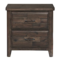 Rustic Farmhouse 2-Drawer Nightstand with USB