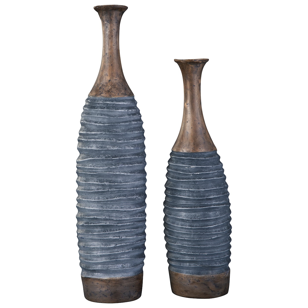 StyleLine Accents Blayze Antique Gray/Brown Vase Set