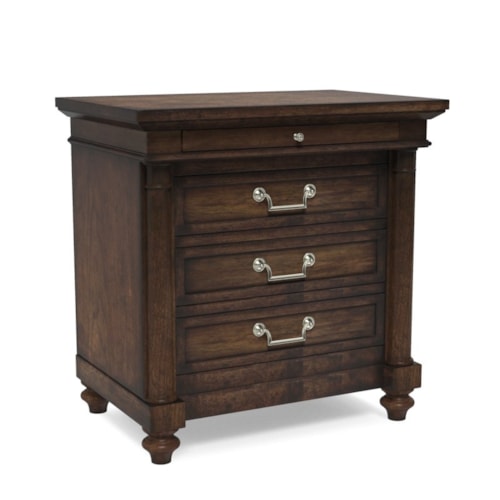 Transitional 3-Drawer Nightstand with Pull Out Shelf