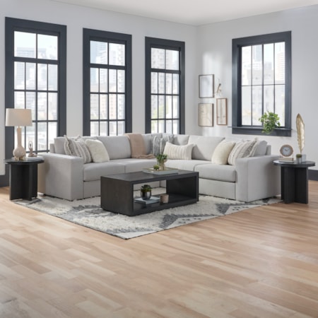 Wide-Arm 5-Seat Sectional Sofa