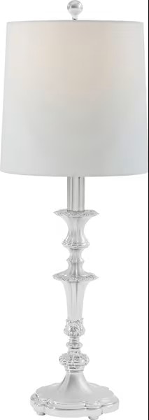 Traditional Buffet Lamp with Round Linen Shade