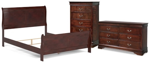 3pc Queen Sleigh Bed, Dresser and Chest
