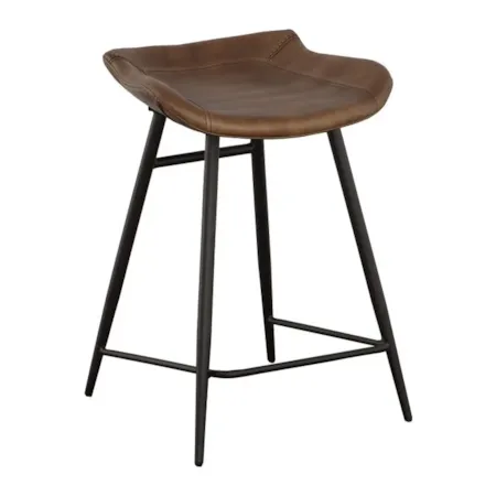 Leather Counter Stool w/Decorative Stitching