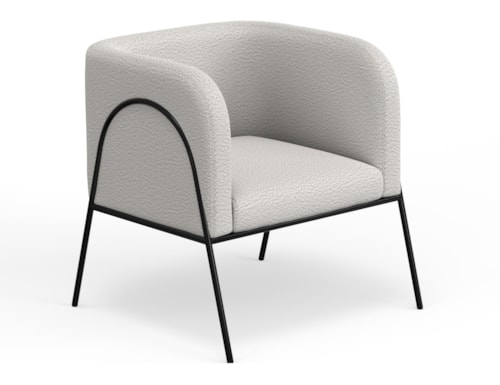 Contemporary Upholstered Barrel Armchair with Metal Legs