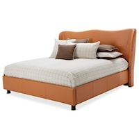 Contemporary Upholstered California Scalloped Bed with Winged Back