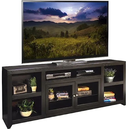 Transitional 85" TV Console with Glass Doors