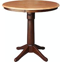 Transitional 36'' Pedestal Table in Cinnamon / Espresso
