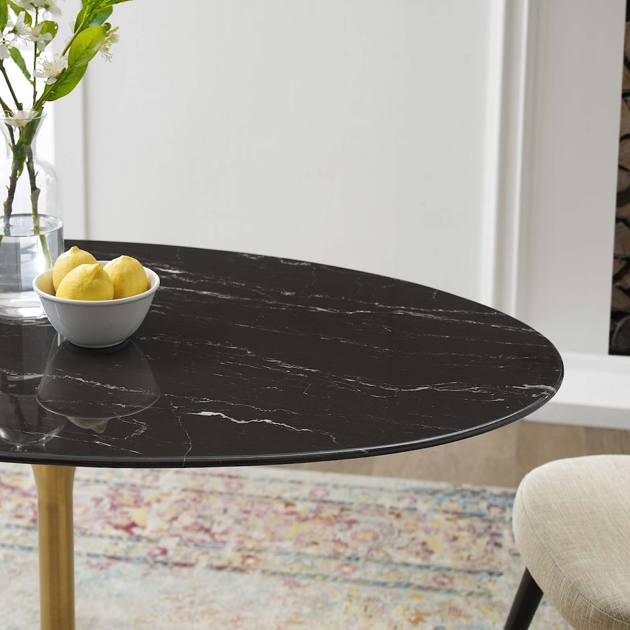 Modway Lippa 48"  Oval Marble Dining Table