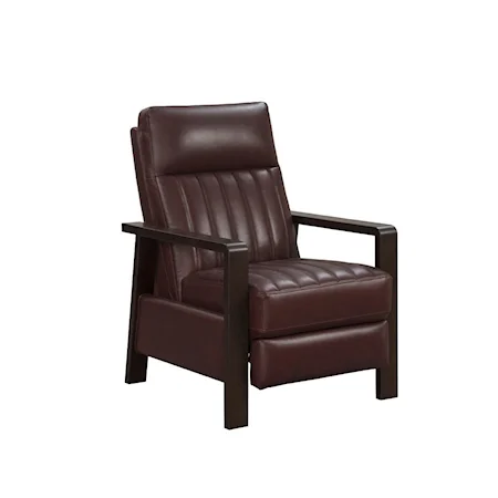 Transitional Push Back Recliner with Wood Arms