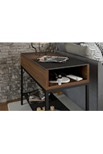 BDI Reveal Contemporary End Table with Lower Shelf and Glass Top