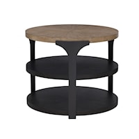 Contemporary Kenya Round End Table with 2 Shelves
