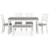 Signature Stonehollow Dining Table and Chairs with Bench Set