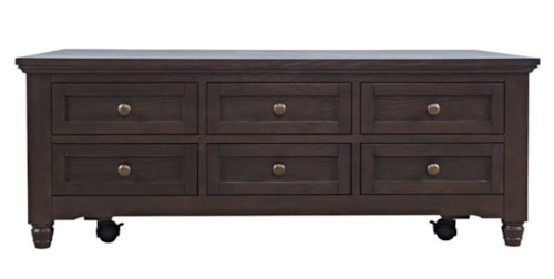 Transitional Lift Top Cocktail Table with Casters