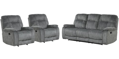Casual Manual Reclining Sofa and Dual Recliners Set