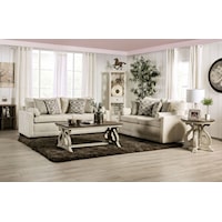 Transitional Sofa and Loveseat Set with Tapered Wood Legs