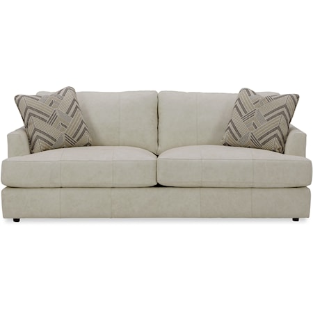 Contemporary Leather 2-Seat Sofa w/ Pillows