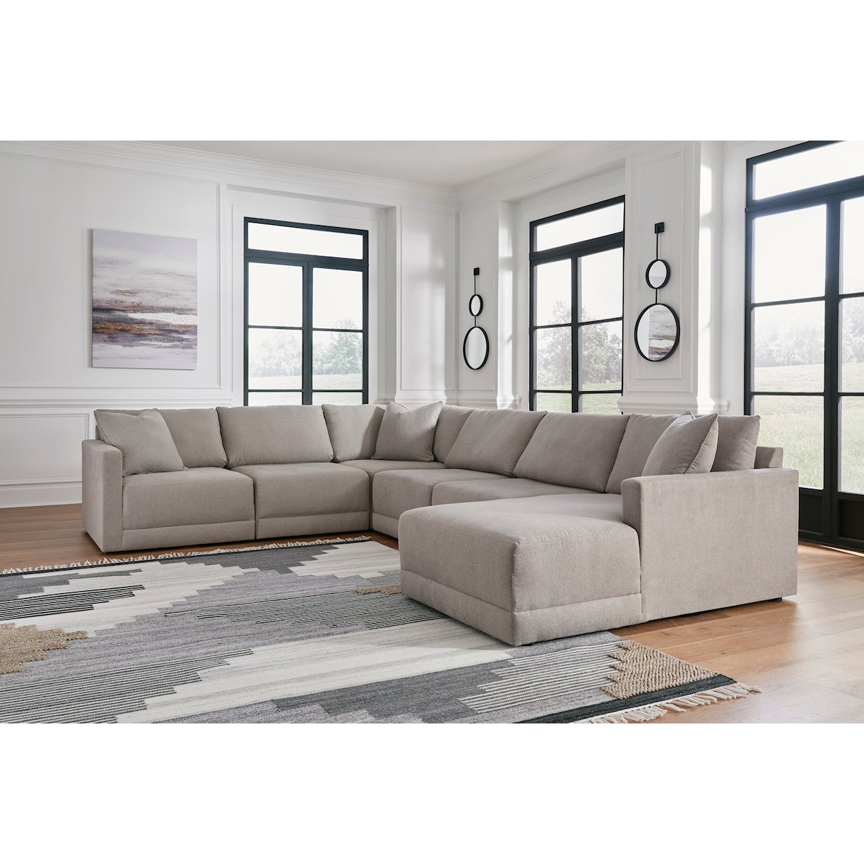 Ashley Furniture Benchcraft Katany 6-Piece Sectional with Chaise