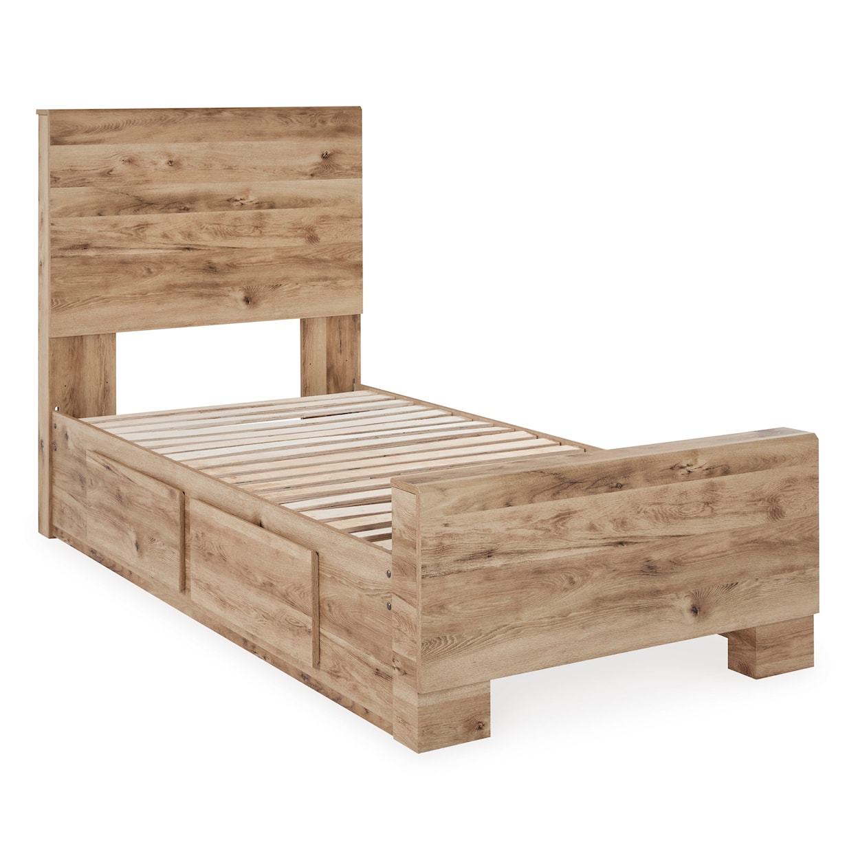Signature Design Hyanna Twin Panel Bed with 1 Side Storage