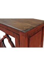 Cottage Creek Furniture Juniper Rustic 4-Door Console with Mirrored Glass Door Fronts