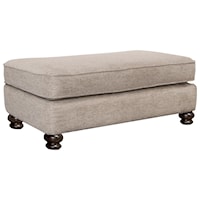 Transitional Ottoman with Solid Wood Legs