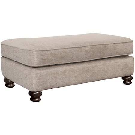 Transitional Ottoman with Solid Wood Legs