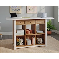 Contemporary Three-Drawer Work Table with Lower Storage Shelves
