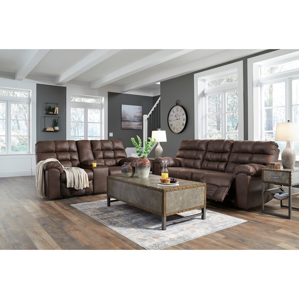 Ashley Signature Design Derwin Reclining Loveseat with Console