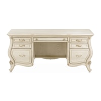 Traditional 7-Drawer Desk with Carved Scroll Trim