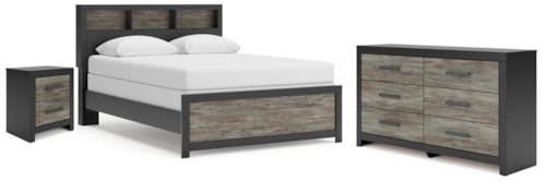 Queen Bookcase Panel Bed, Dresser And Nightstand
