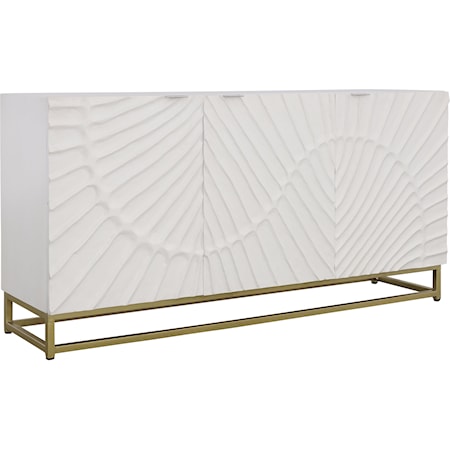 Glam Three Door Credenza with Serpentine Pattern