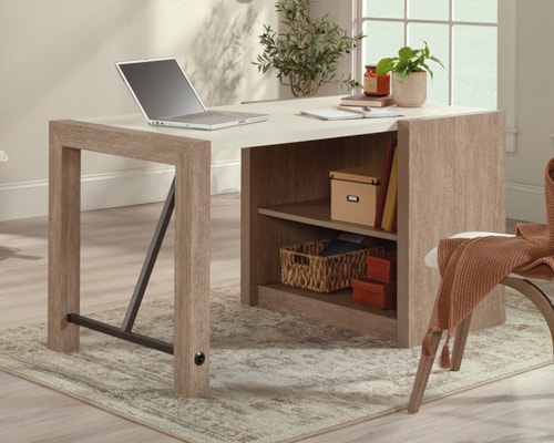 Farmhouse Computer Desk with Storage Shelves
