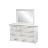 Coastal 7-Drawer Dresser and Mirror - Blanc